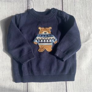 Gymboree Fair Isle Navy Blue Bear Sweater Size 6-12 months